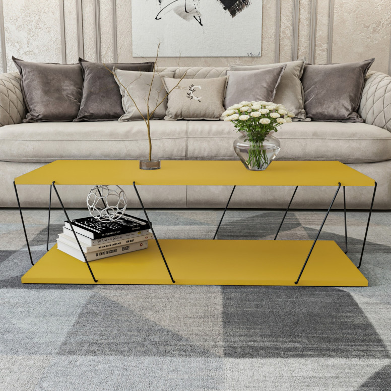 Masuta de Cafea Model Marquez, 120x50x30 cm, Galben/Negru - 1 | YEO