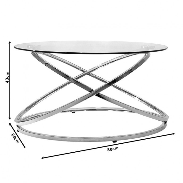 Masuta de Cafea Model Sierra, 80x80x43 cm, Argintiu, Blat Sticla securizata - 2 | YEO