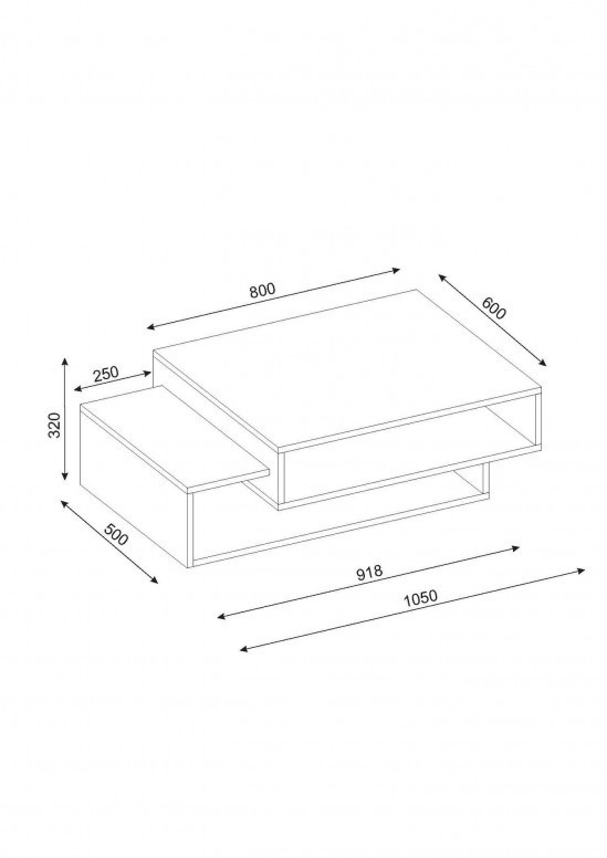 Masuta de Cafea Model Sloan, 105x60x32 cm, Alb/Nuc - 2 | YEO