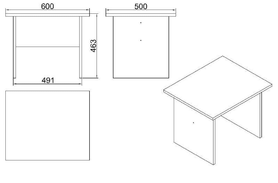 Masuta de Cafea Model Villalobos, 60x50x46.3 cm, Stejar/Negru