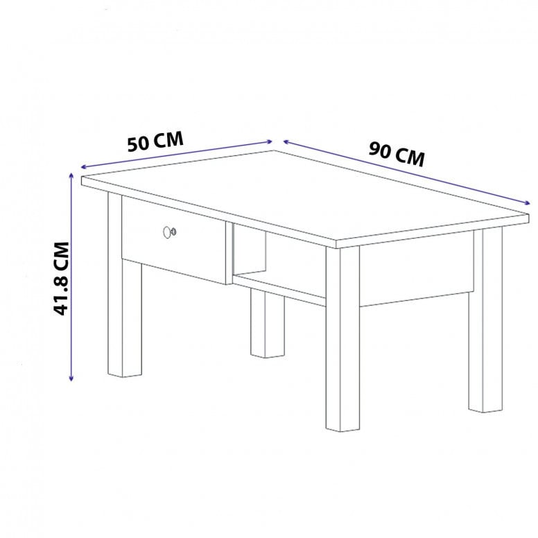 Masuta de Cafea Model Wall, 90x50x41.8 cm, Alb