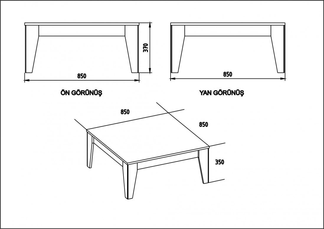 Masuta de Cafea Model Zyair, 85x85x35 cm, Nuc/Negru marmorat