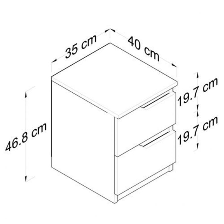 Noptiera Model Horn, Alb/Nuc, 35x40x47cm