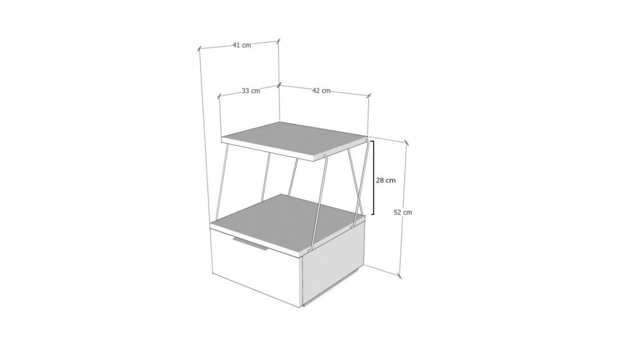 Noptiera Model Ward, Alb, 42x41x52cm