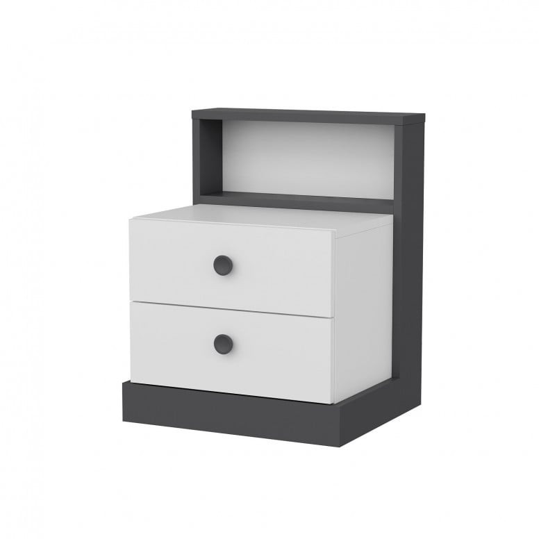 Noptiera Model Winters, Antracit-Alb, 62x42x62cm - 4 | YEO