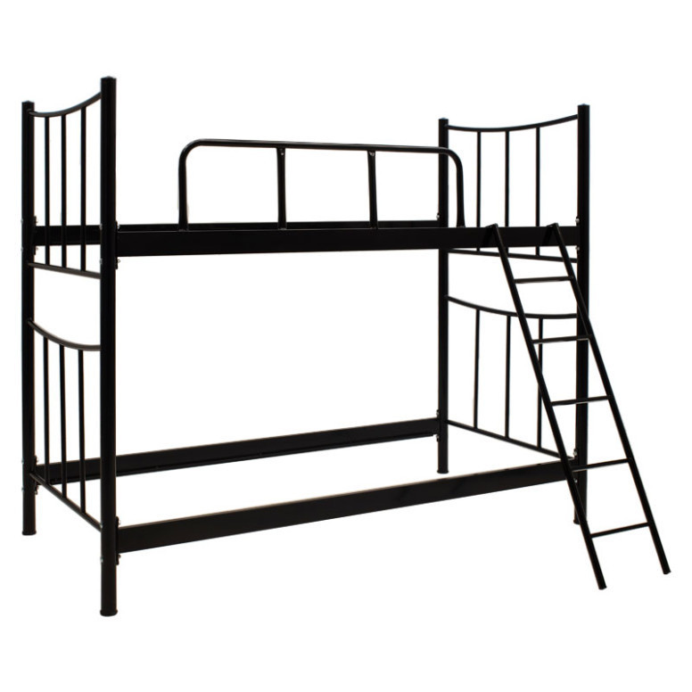 Pat supraetajat 90x190 cm Winston 20034 Negru lucios metalic - 1 | YEO
