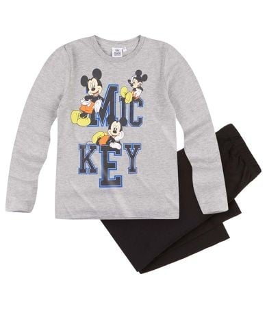 Pijama gri cu maneca lunga Mickey Mouse