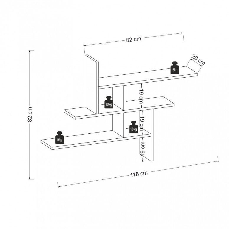 Raft Suspendat Model Eithan, Stejar - 4 | YEO