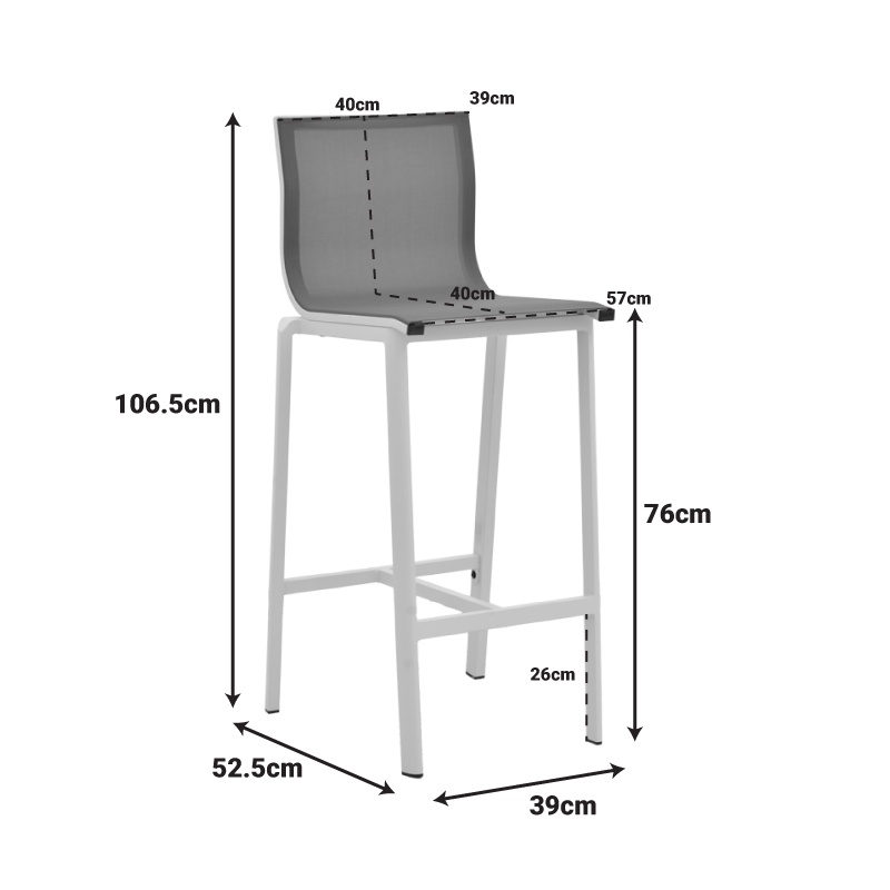Scaun Bar Exterior Melina, Stivuibil, Aluminiu/Textilene, Antracit/Gri, 57x52.5x106.5 cm - 2