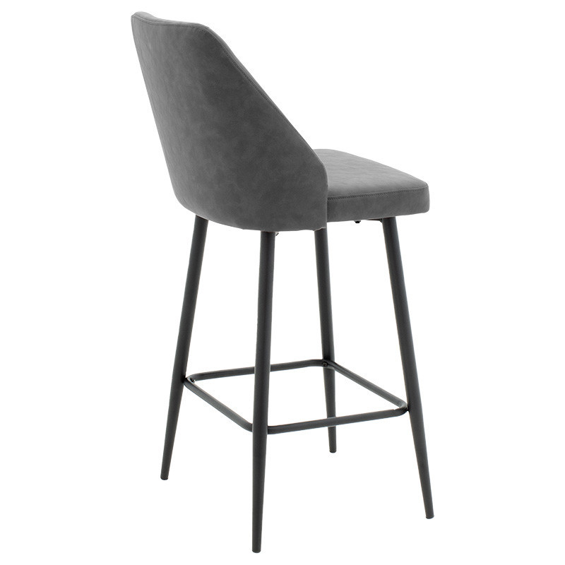 Scaun de bar Inflame inaltime piele ecologica antracit - metal negru - 1 | YEO