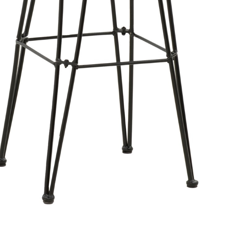 Scaun de bar pentru exterior, Model Naoki, culoare negru, metal si poliratan, 52x50x90 cm