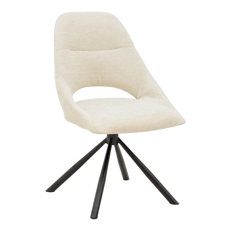 Scaun rotativ Model Luciano, Crem/Negru, 52x58x86 cm