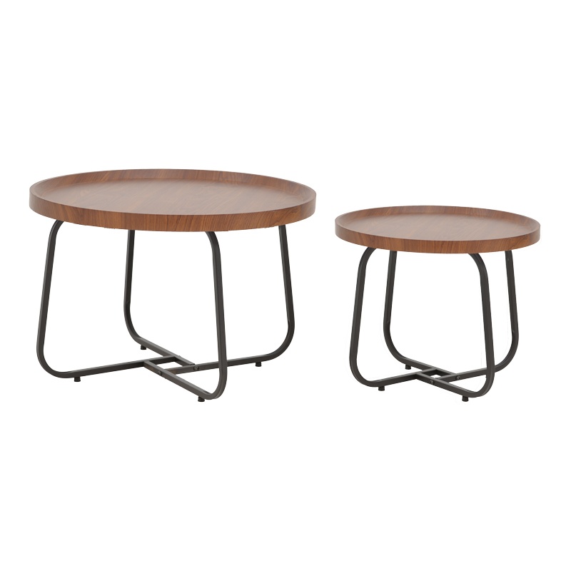 Set 2 Masute de Cafea Model Crismory, Maro/Negru