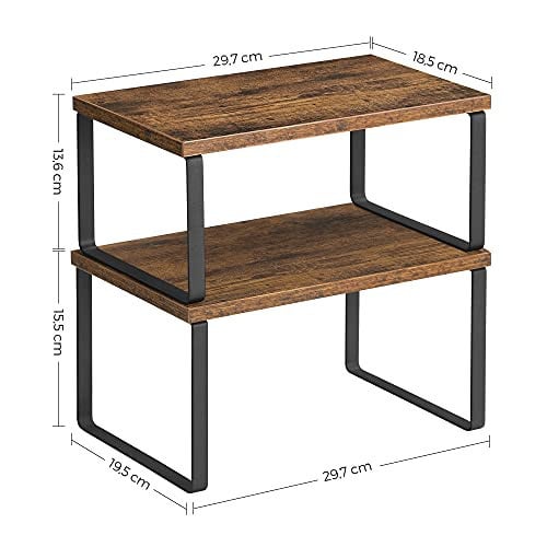 Set 2 rafturi bucatarie, Songmics, Antic-Negru, 30x19.5x15.6 cm