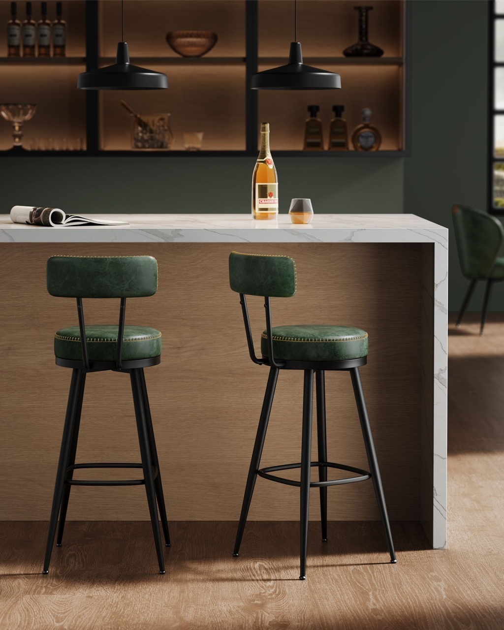 Set 2 scaune de bar Vasagle Verde 56x56x101.5 cm