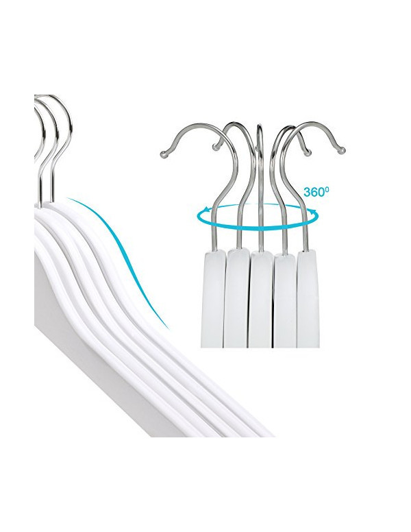 Set 20 umerase din lemn, Songmics, umerase din lemn solid, cârlig rotativ, CRW06W-20 - 2 | YEO