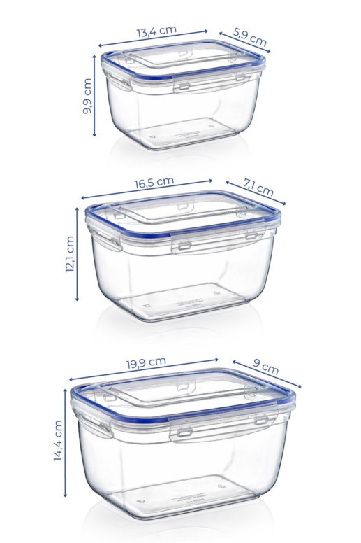 Set 3 cutii de depozitare alimente 30147, Transparent - 1 | YEO