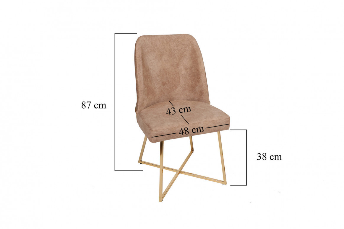 Set 4 scaune Model Madrid, Bej/Auriu, 50x49x90 cm - 2 | YEO