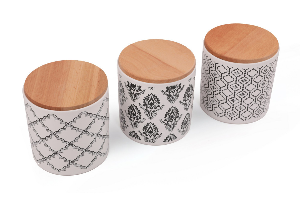 Set 6 cutii de depozitare alimente Ares Storage Box 12 cm 3 Pieces, Alb- Negru - 5