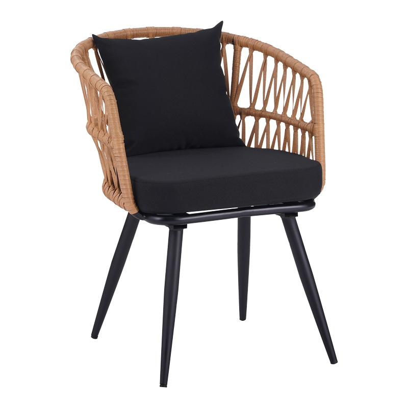 Set masă și scaune de exterior, 3 Piese, Model Naoki, Natural/Negru, 80x80x78 cm - 1 | YEO