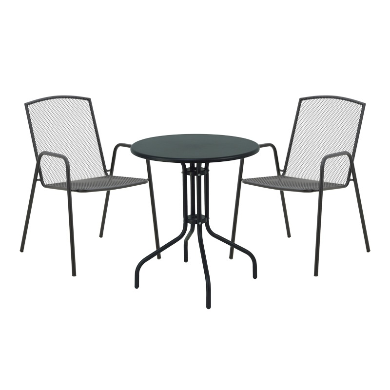 Set masă și scaune de exterior, 3 Piese, Model Vergo-Pomedon, Negru