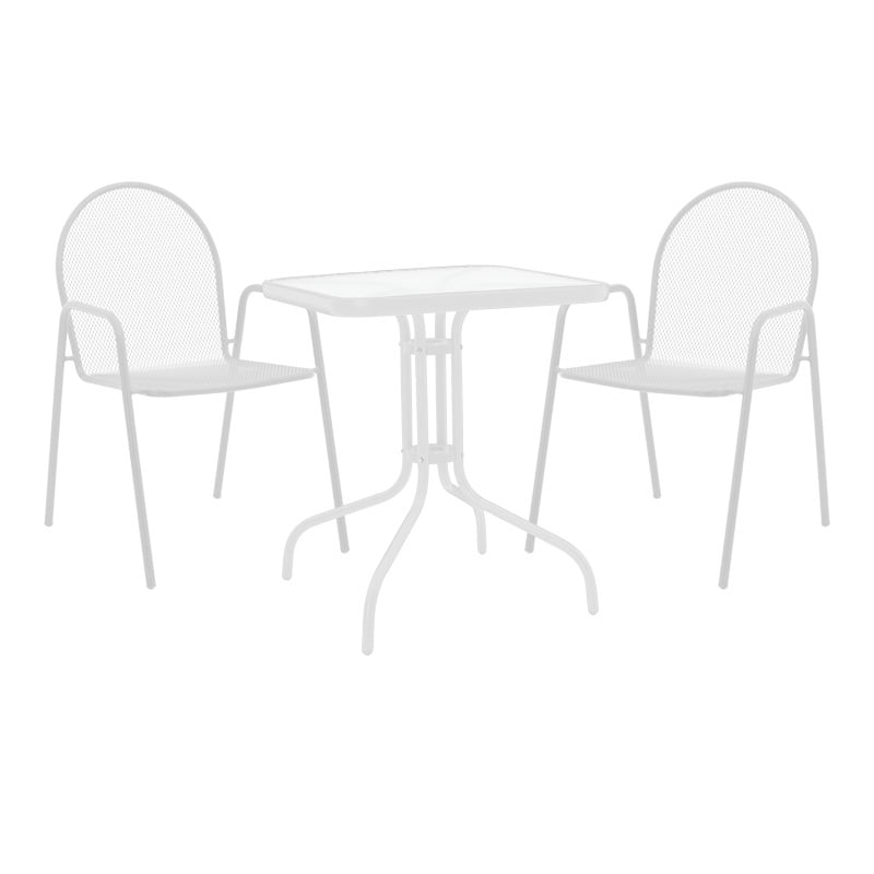 Set masă și scaune de exterior, 3 Piese, Model Watson-Tarete, Alb, 70x70x70 cm