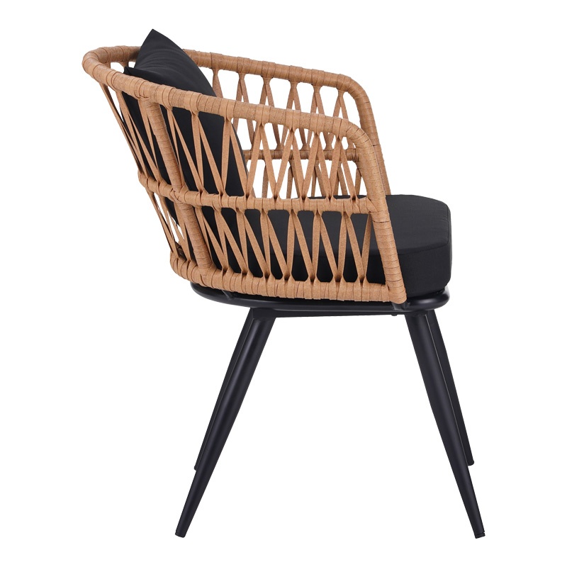 Set masă și scaune de exterior, 7 Piese, Model Naoki, Natural/Negru, 160x90x78 cm - 3 | YEO
