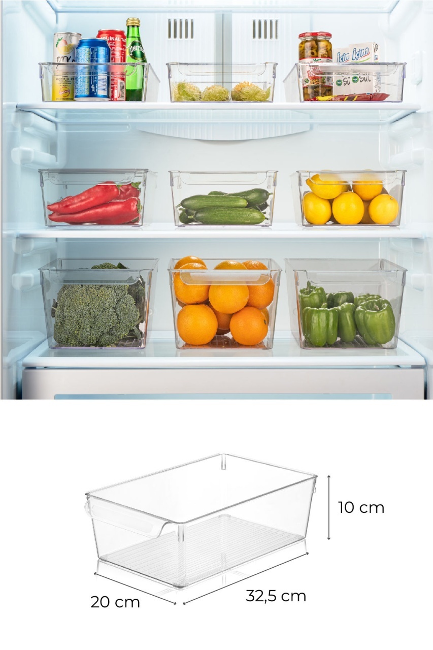 Set recipiente organizare frigider, 3 piese 727 Transparent 20x32.5x10 cm - 1 | YEO