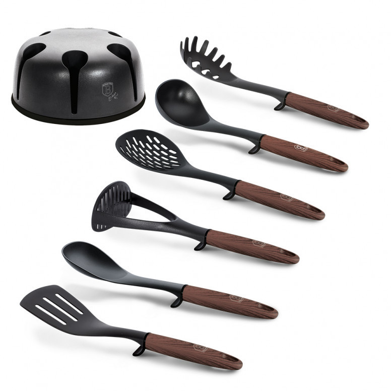 Set Ustensile de Bucatarie, 7 piese, cu suport, ebony rosewood - 3 | YEO