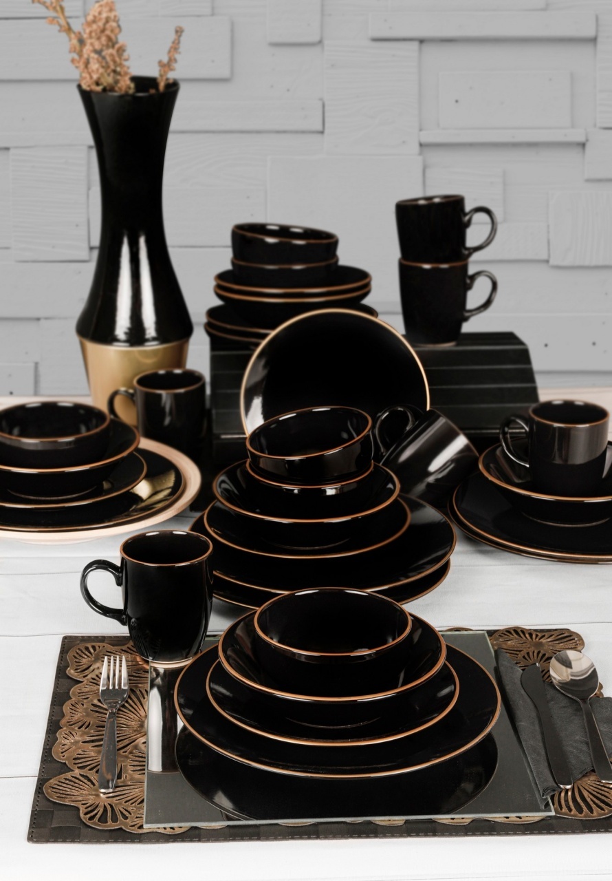 Set veselă din ceramică, 30 bucati Fiord Vienna Negru 26x26x1 cm - 2 | YEO