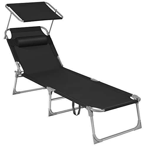 Sezlong, Songmics, Negru, 53x193x29.5 cm - 1 | YEO