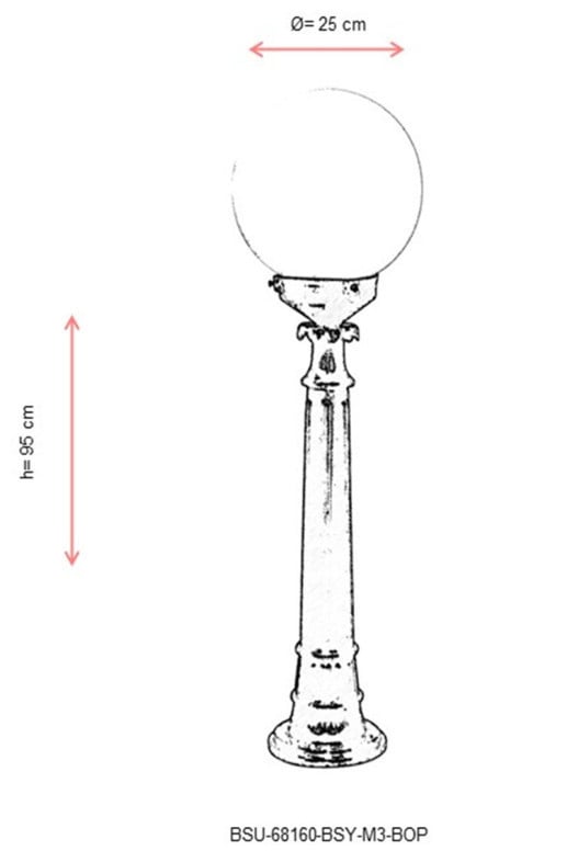 Stalp de iluminat BSU-68160-BSY-M3-BOP Negru Alb