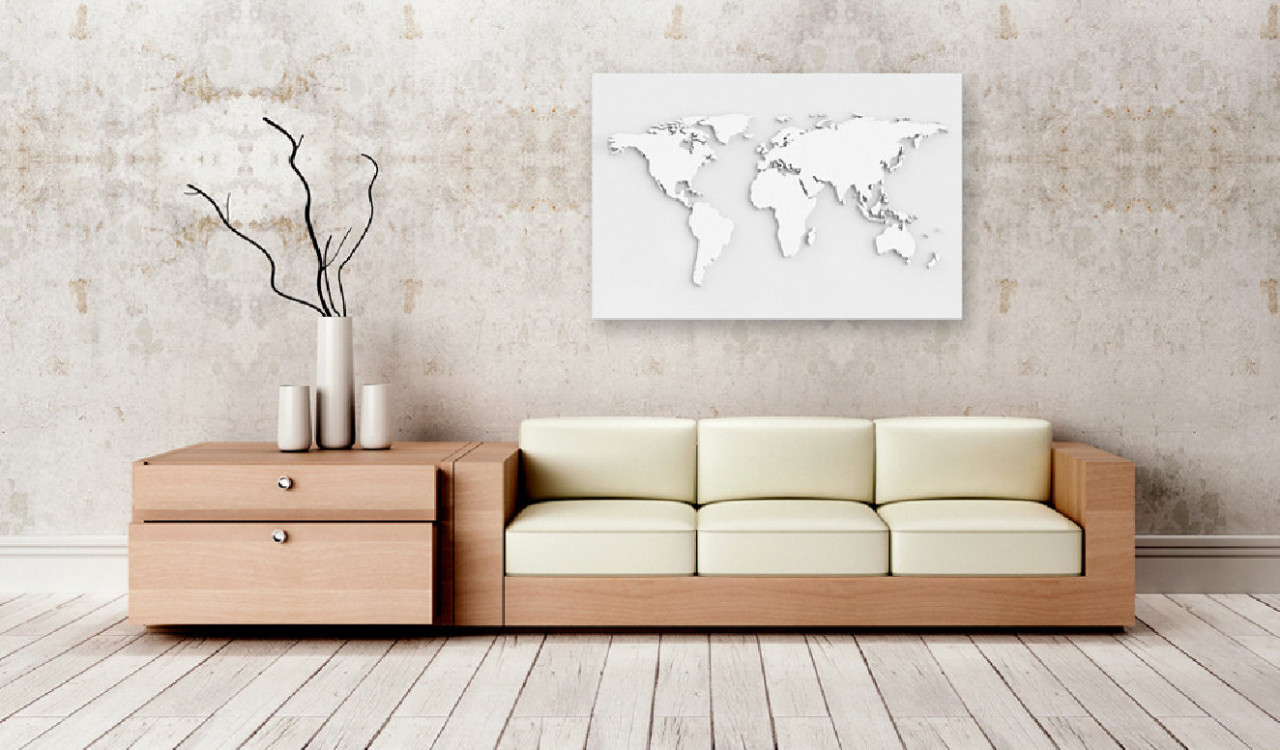 Tablou din plută - Monochromatic World [Cork Map] 90x60 cm - 1 | YEO