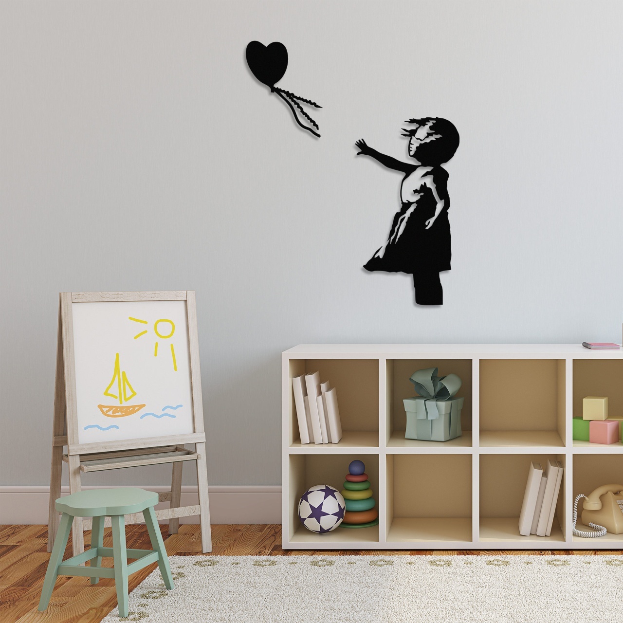 Tablou metalic Banksy Negru 105x85 cm - 3 | YEO