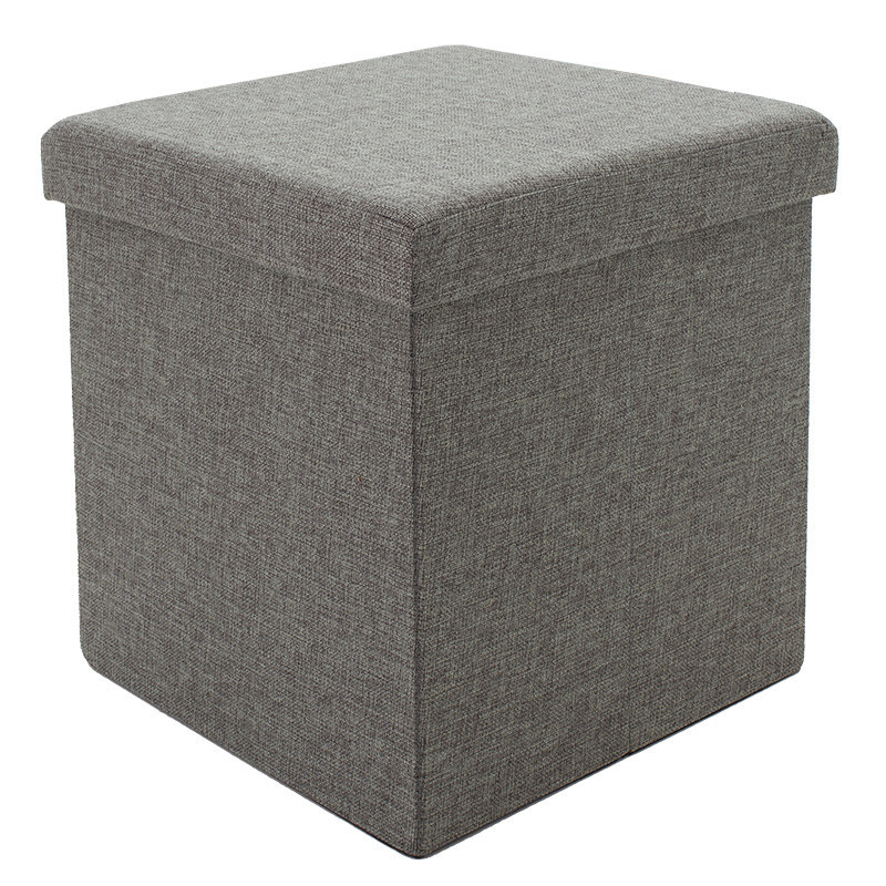 Taburet hol cufar cu spatiu de depozitare Crystal material textil gri 38x38x38cm
