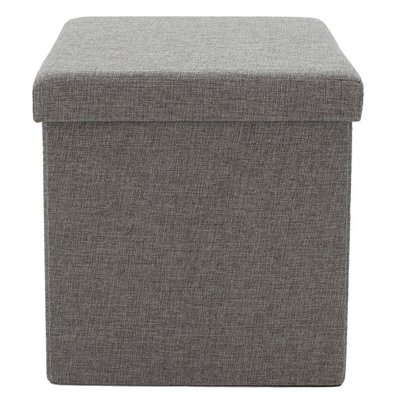 Taburet hol cufar cu spatiu de depozitare Crystal material textil gri 38x38x38cm - 1 | YEO