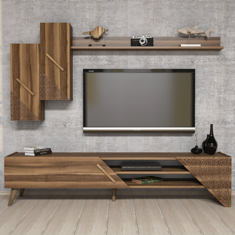 Ansamblu Comoda TV Beril Walnut - 2 | YEO