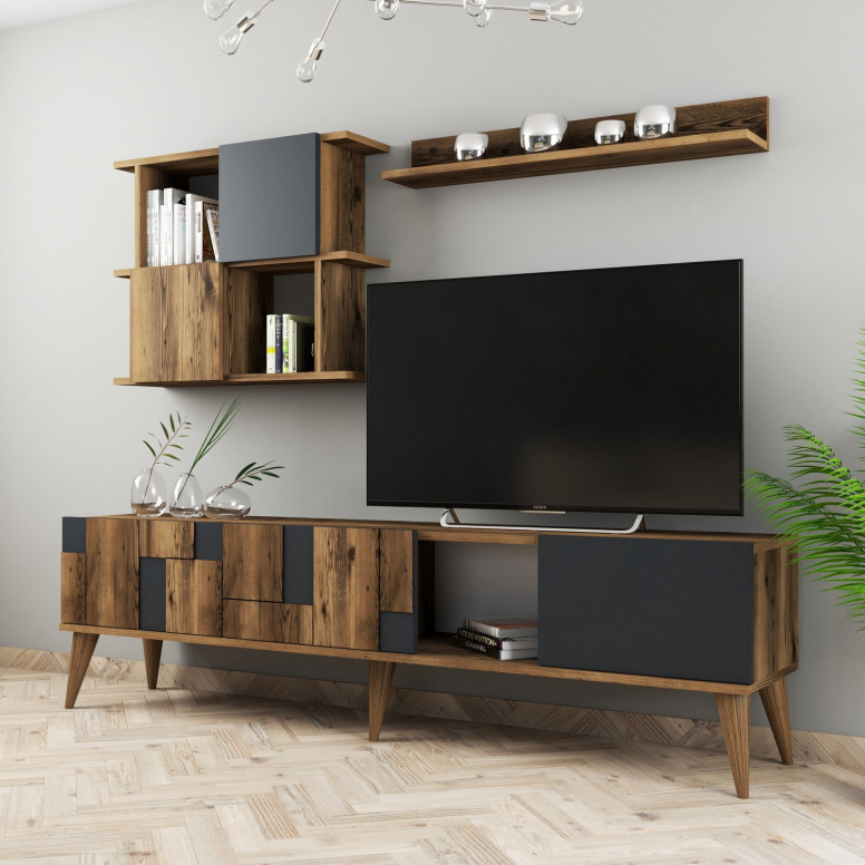 Ansamblu Comoda TV Madrid Walnut-Antracit - 2 | YEO