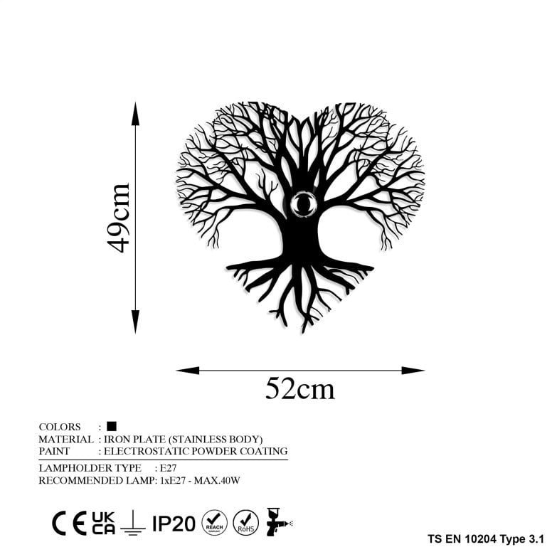 Aplica Heart Tree Negru