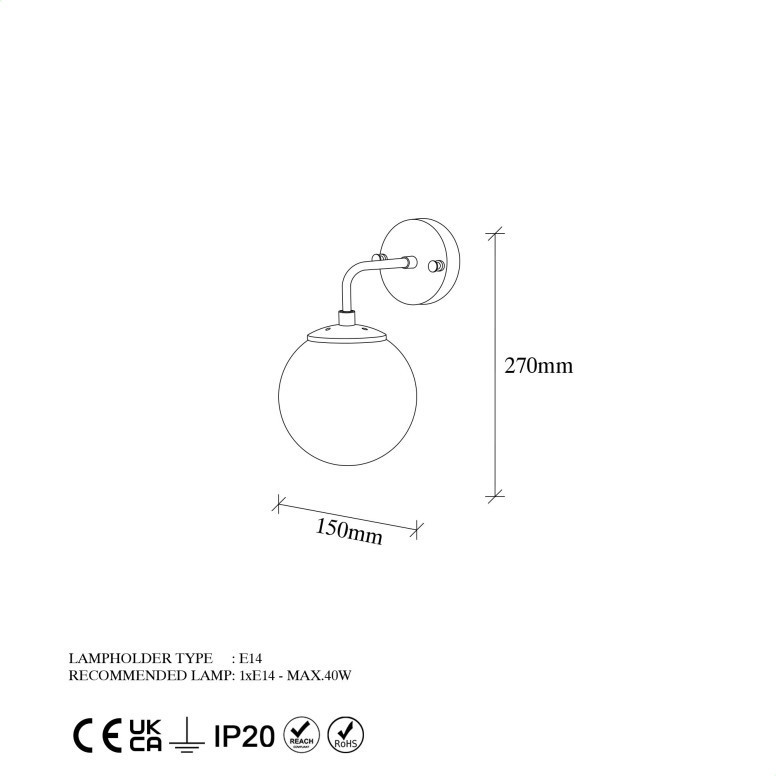 Aplica Horn - 12218 Negru/Auriu - 2 | YEO