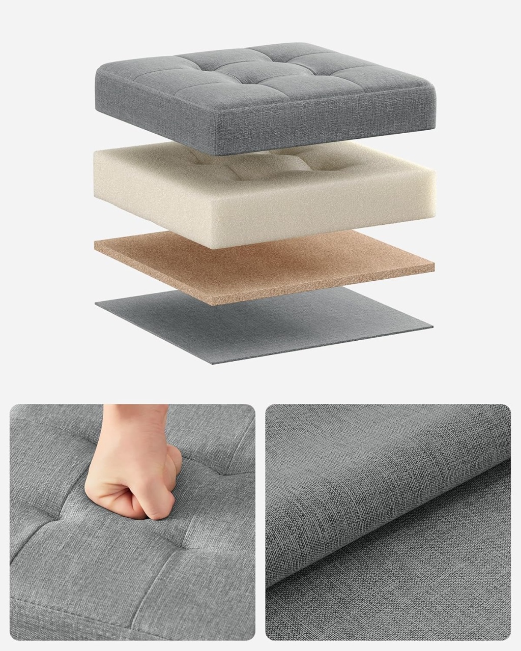 Bancuta cu spatiu de depozitare tip Otoman Gri 30x30x30 cm - 3 | YEO