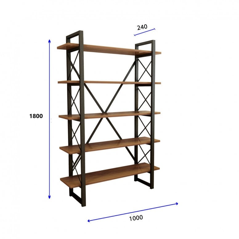 Biblioteca Nero Elit Walnut-Negru