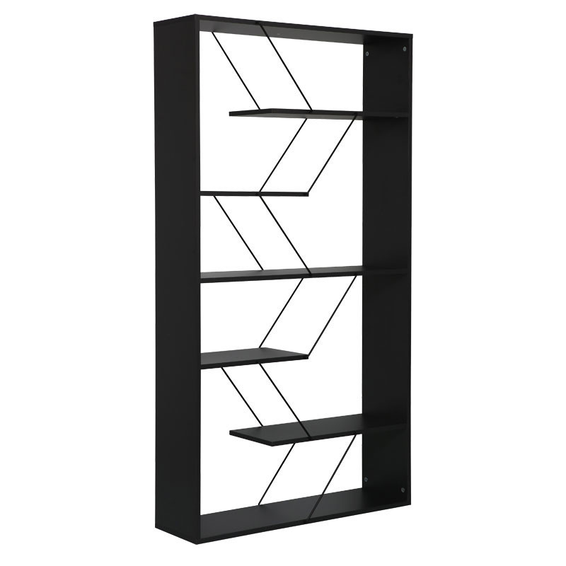 Biblioteca Pako World, Model Tars, 84x24x157 cm, Gri Inchis/Negru