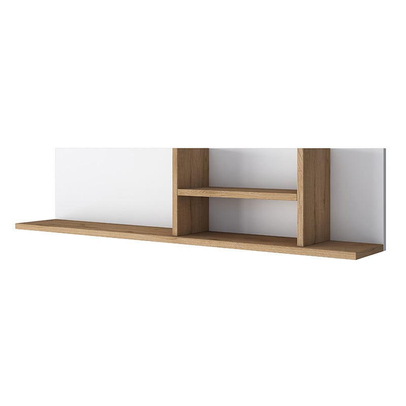 Birou cu Biblioteca Pako World, model Goldie, 160x161.8x50 cm, Alb/Natural