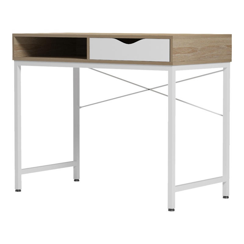 Birou Model Kama, Stejar sonoma/Gri/Alb, 95x48x76 cm - 2 | YEO