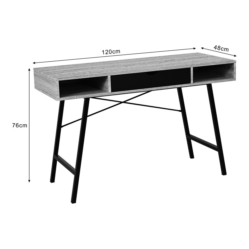 Birou Model Yamin, Stejar/Negru, 120x48x76 cm