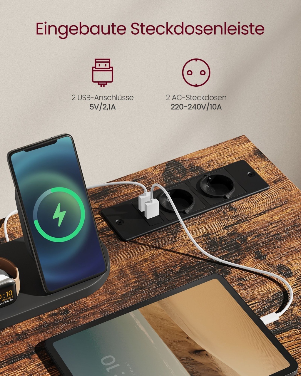 Birou Vasagle Maro 100x50x75.5 cm - 2 | YEO