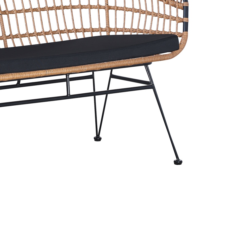 Canapea de exterior, 2 locuri, Model Naoki, Natural/Negru, 120x62x79 cm - 3 | YEO