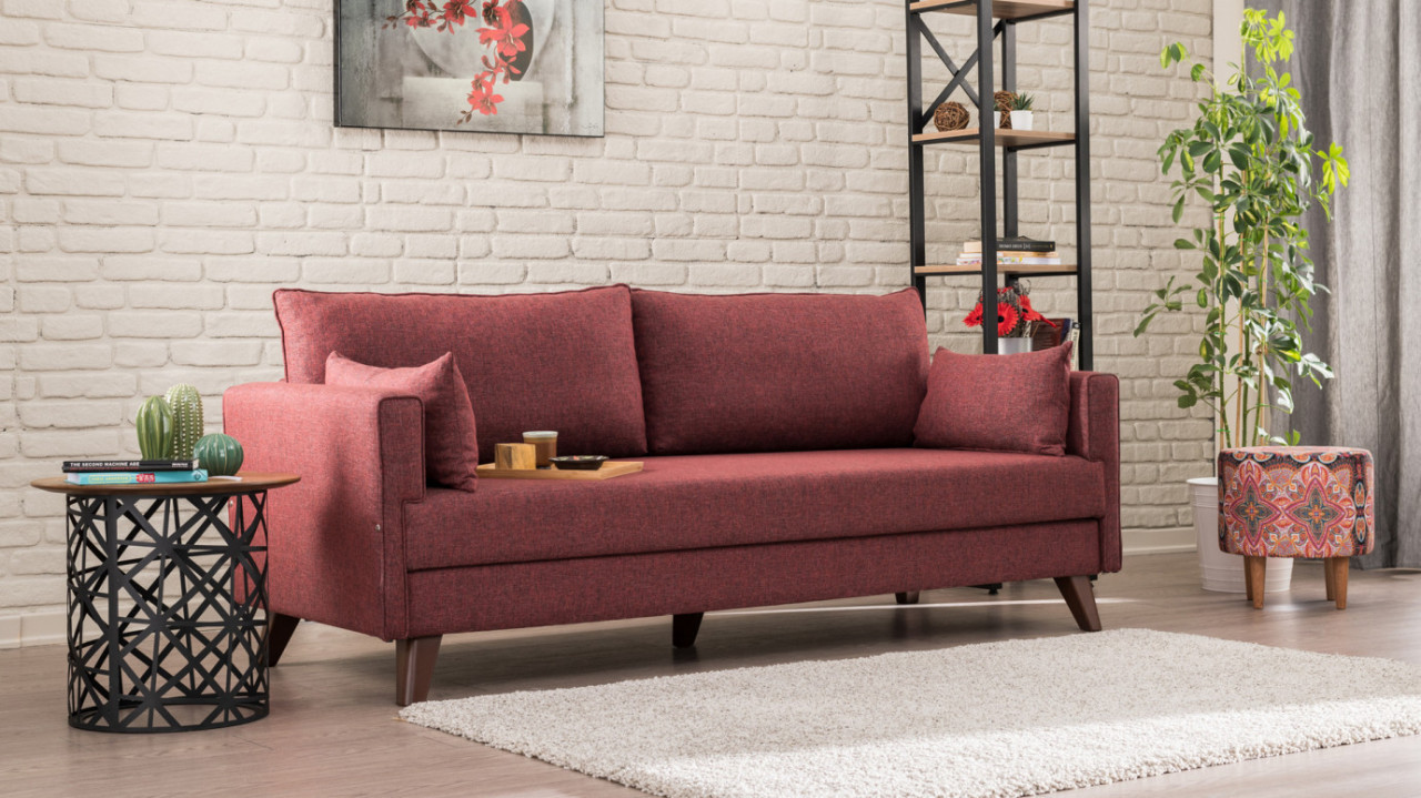 Canapea Extensibila, 3 Locuri Bella Sofa Bed Claret Rosu