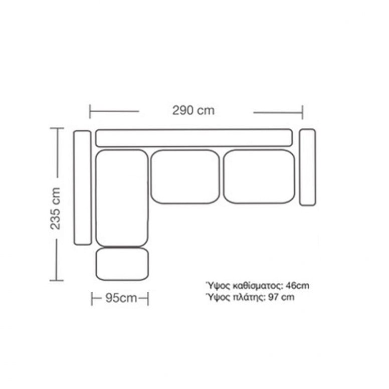 Coltar Dreapta Boston Verde Inchis - Gri Inchis 290x235x95 cm